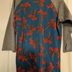 LuLaRoe Blue and Red Graphic Top